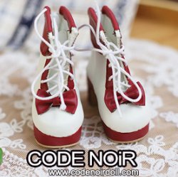 CMS000185 Red/White Lolita Ankle Boots CMS000185 Red/White Lolita Ankle Boots